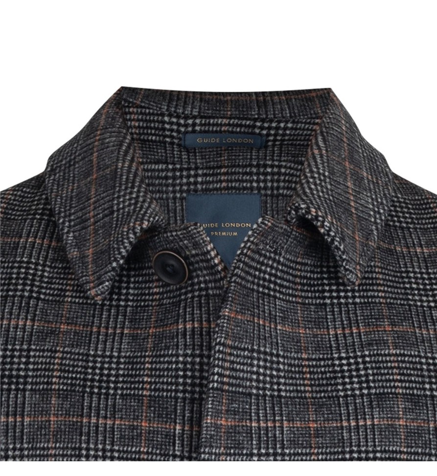 Guide London | Checked Wool Blend Car Coat Black/White