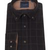 Guide London | Long Sleeve Corduroy Check Shirt Navy