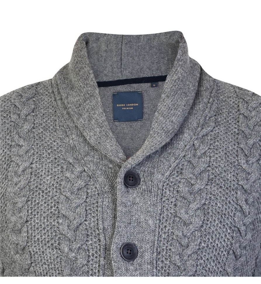 Guide London | Shawl Collar Cable Knit Cardigan