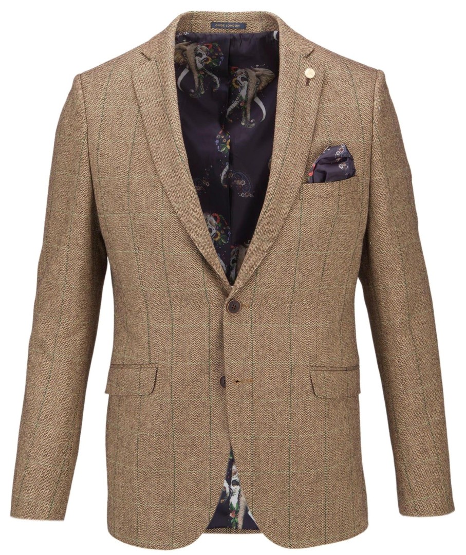 Guide London | Tweed Checked Blazer Tan