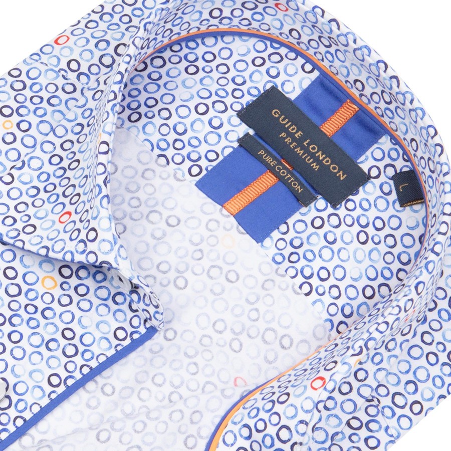 Guide London | Long Sleeve Multi Circle Print Shirt White/Blue