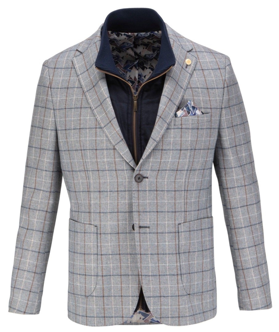 Guide London | Italian Wool And Cotton Blend Tweed With Quilt Insert Navy