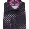 Guide London | Long Sleeve Missing Dot Dotted Print Shirt Navy/White