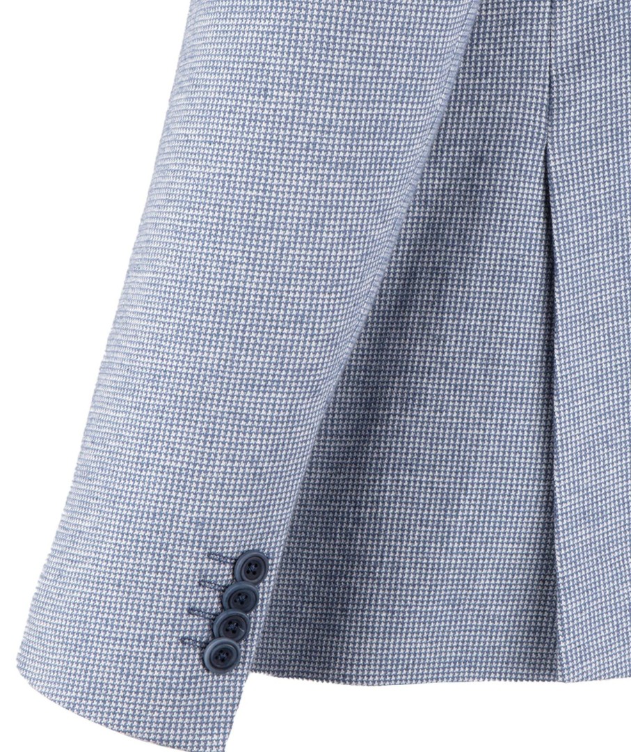 Guide London | Cotton And Linen Blend Jersey Blazer Blue 01