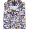 Guide London | Long Sleeve Floral Cotton Shirt Navy