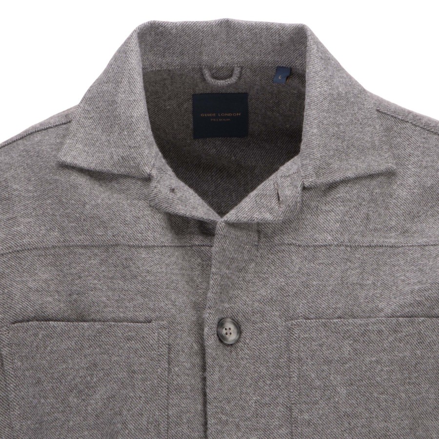 Guide London | Long Sleeve Grey Overshirt Charcoal