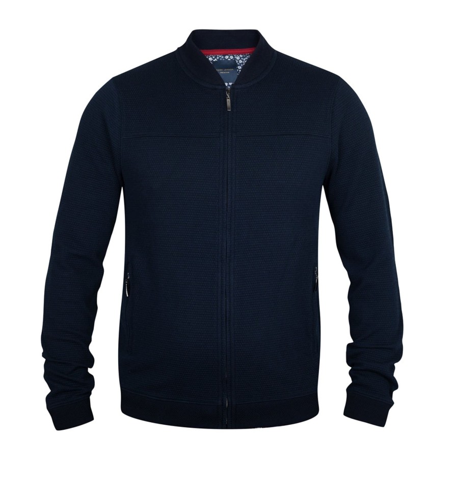 Guide London | Zip Thru Sweat Jacket With Baseball Collar Navy