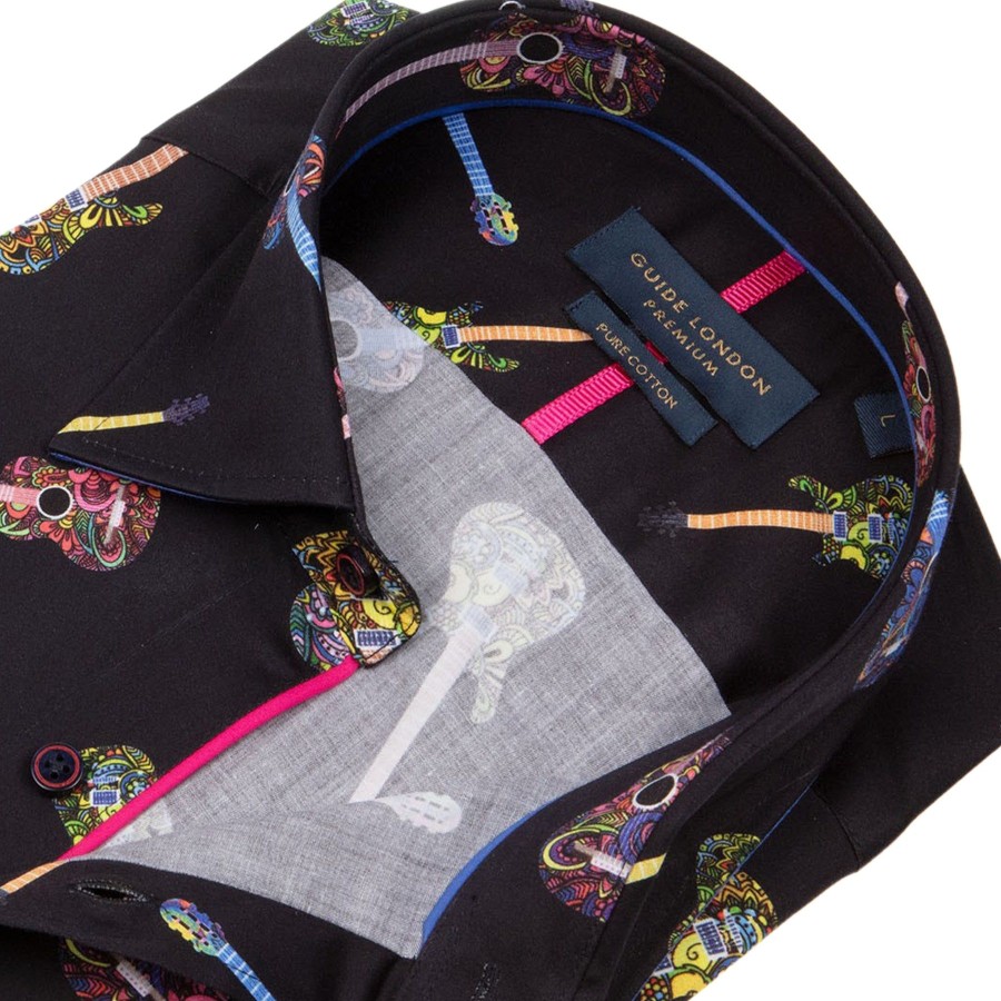 Guide London | Funky Guitars Black Cotton Shirt Black/Multi