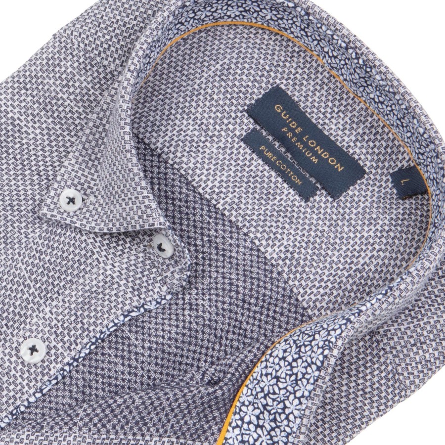 Guide London | Short Sleeve Textured Washed Cotton Shirt