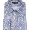 Guide London | Long Sleeve Weather Paisley Print Shirt White/Blue