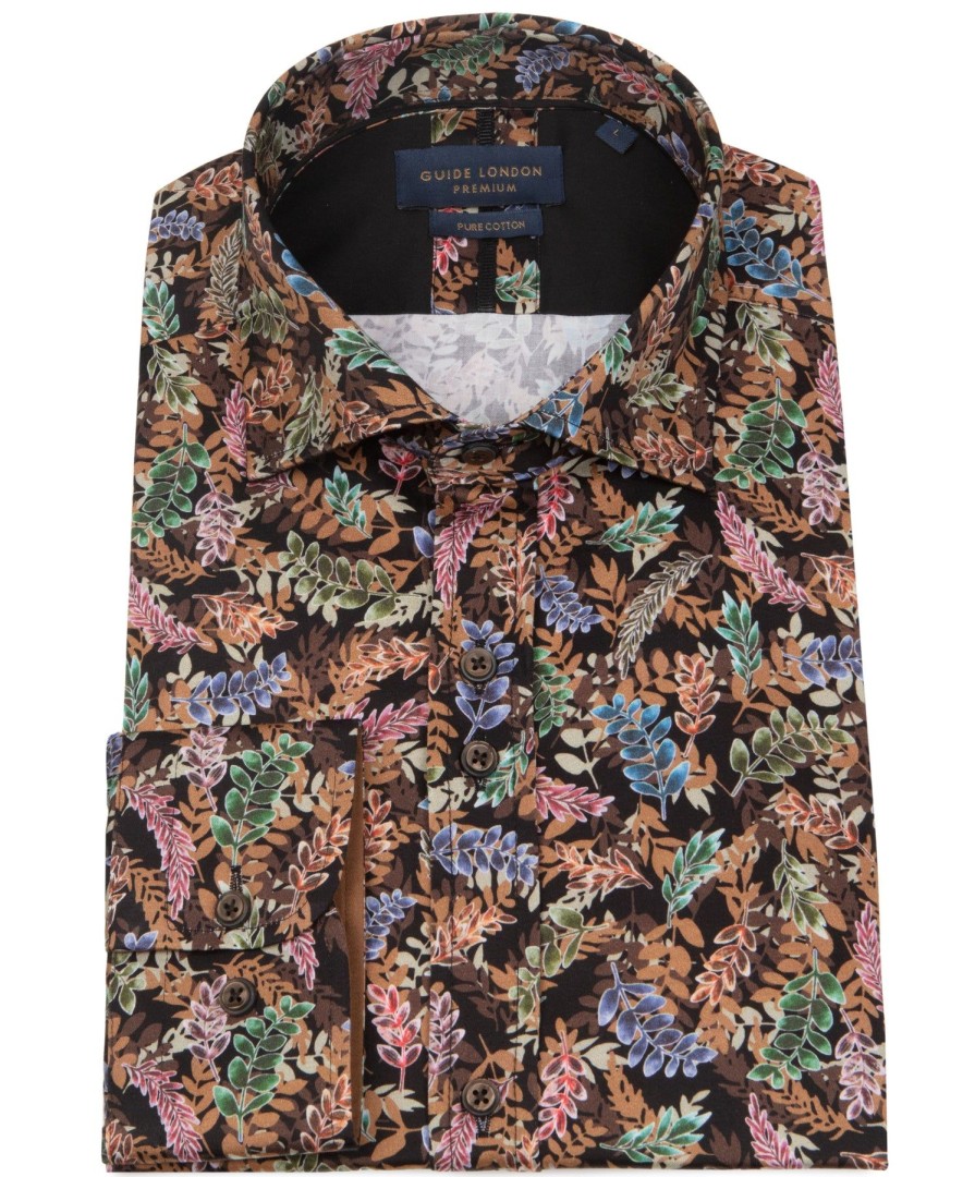 Guide London | Leaf Pattern Long Sleeve Shirt Multi