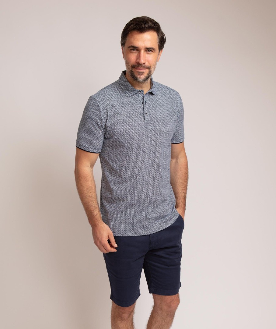 Guide London | Diamond Print Polo Blue/Navy