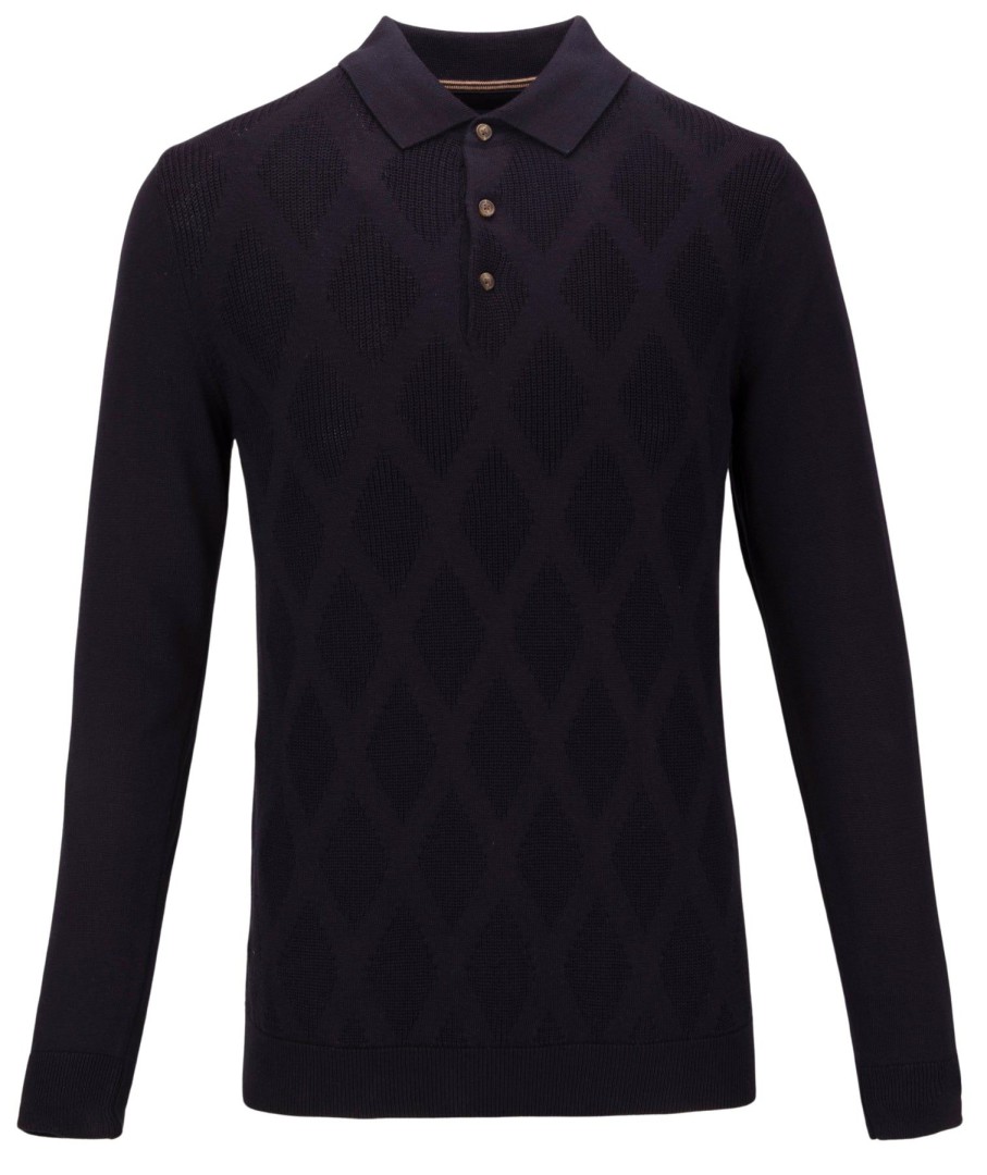 Guide London | Long Sleeve Diamond Knit Polo