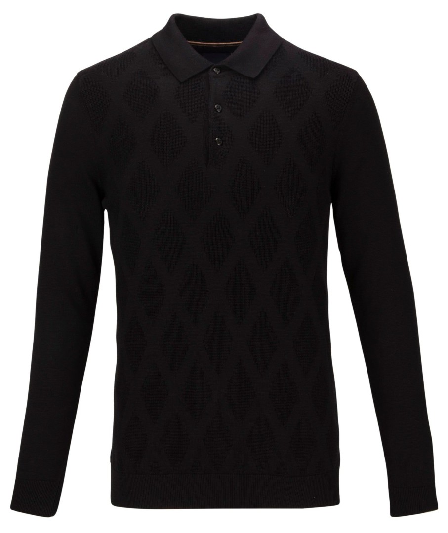 Guide London | Long Sleeve Diamond Knit Polo