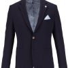 Guide London | Textured Jersey Blazer With Smoked Wood Effect Buttons Navy