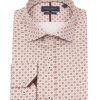 Guide London | Long Sleeve Geometric Pattern Shirt White/Plum