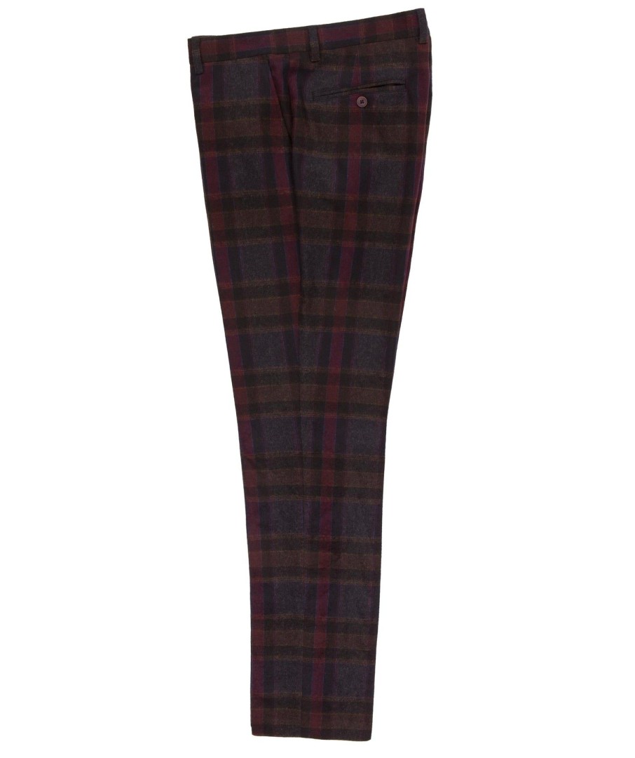 Guide London | Brushed Tweed Check Trousers Navy