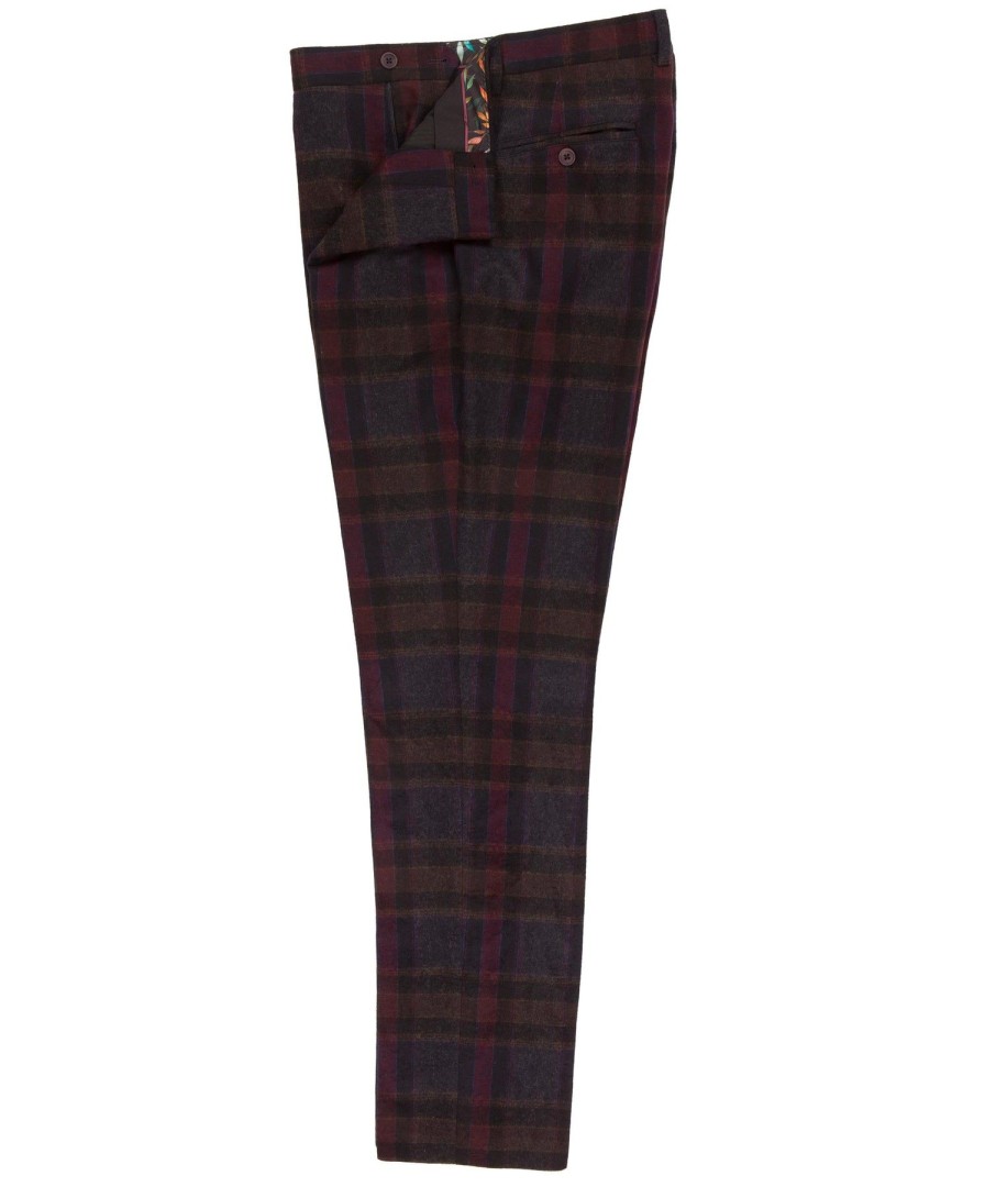 Guide London | Brushed Tweed Check Trousers Navy