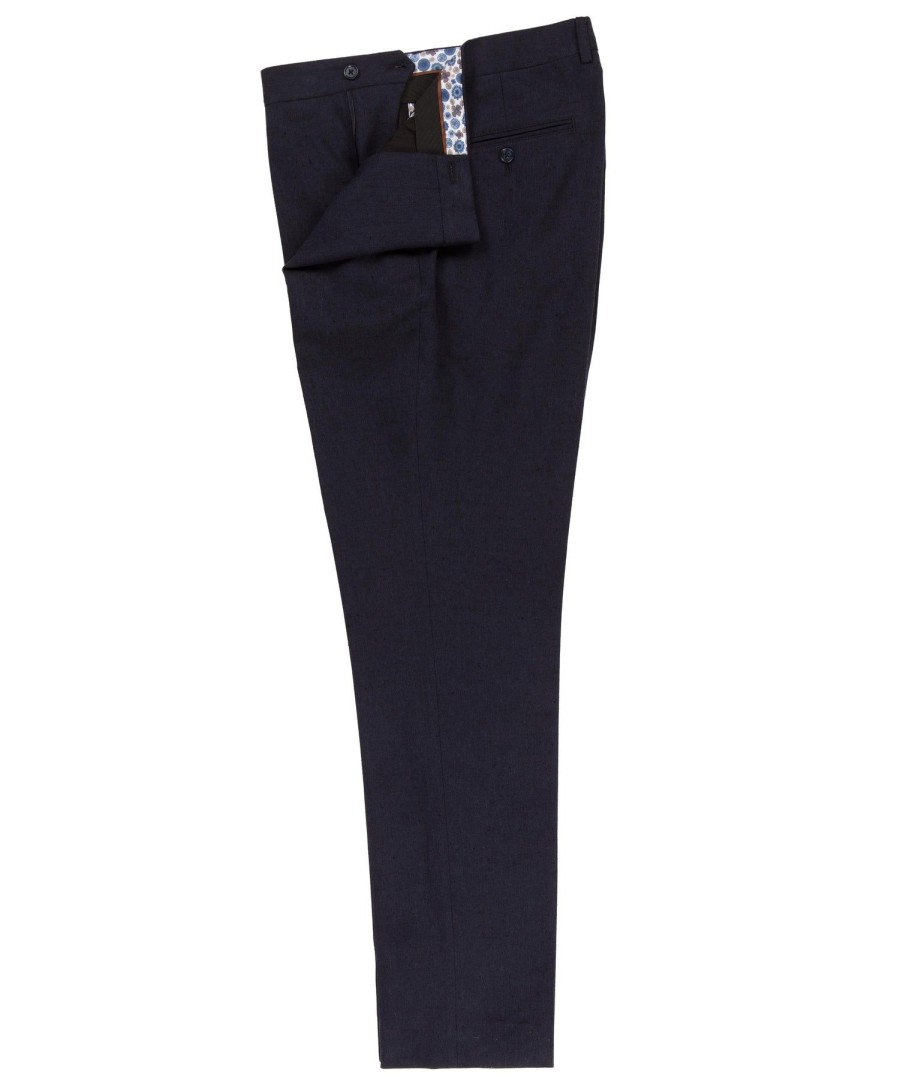 Guide London | Italian Cotton And Linen Blend Trouser Navy