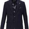 Guide London | Brushed Tweed Wool Blend Blazer Navy