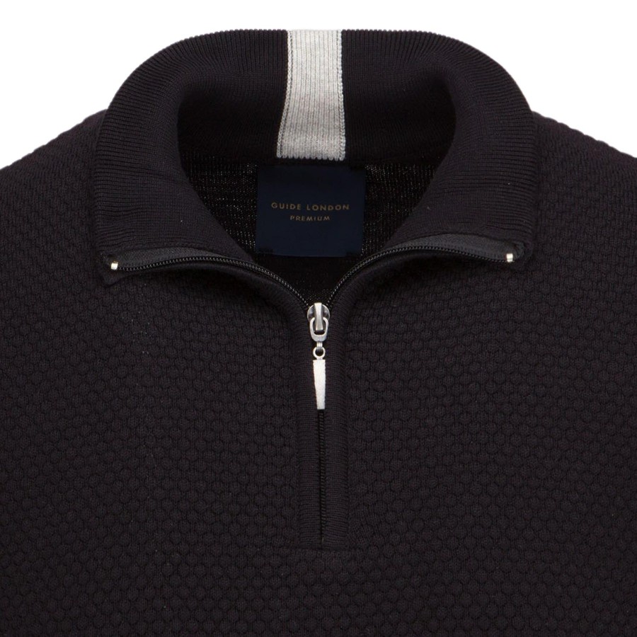 Guide London | Half Zip Textured Sweater