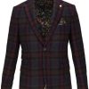 Guide London | Brushed Tweed Wool Blend Blazer Navy