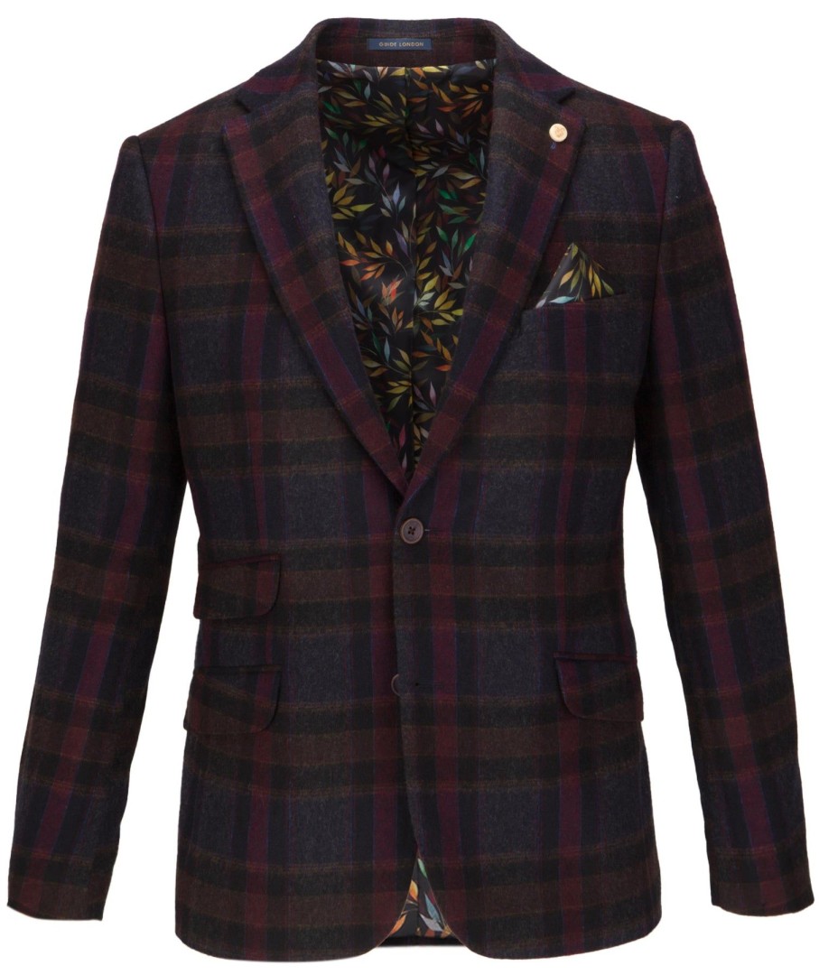 Guide London | Brushed Tweed Wool Blend Blazer Navy