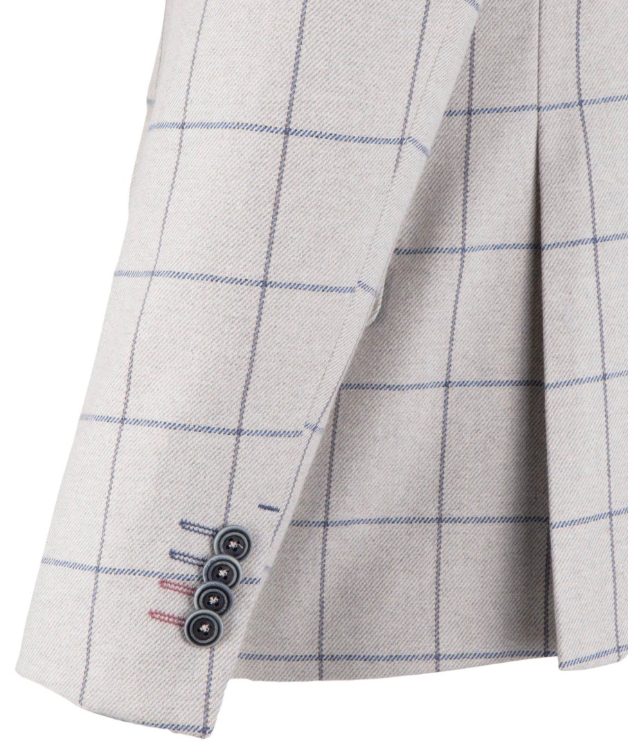 Guide London | Italian Cotton And Wool Blend Check Blazer Grey