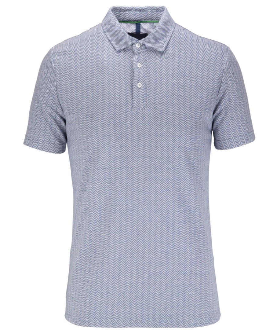 Guide London | Herringbone Button Polo White/Navy