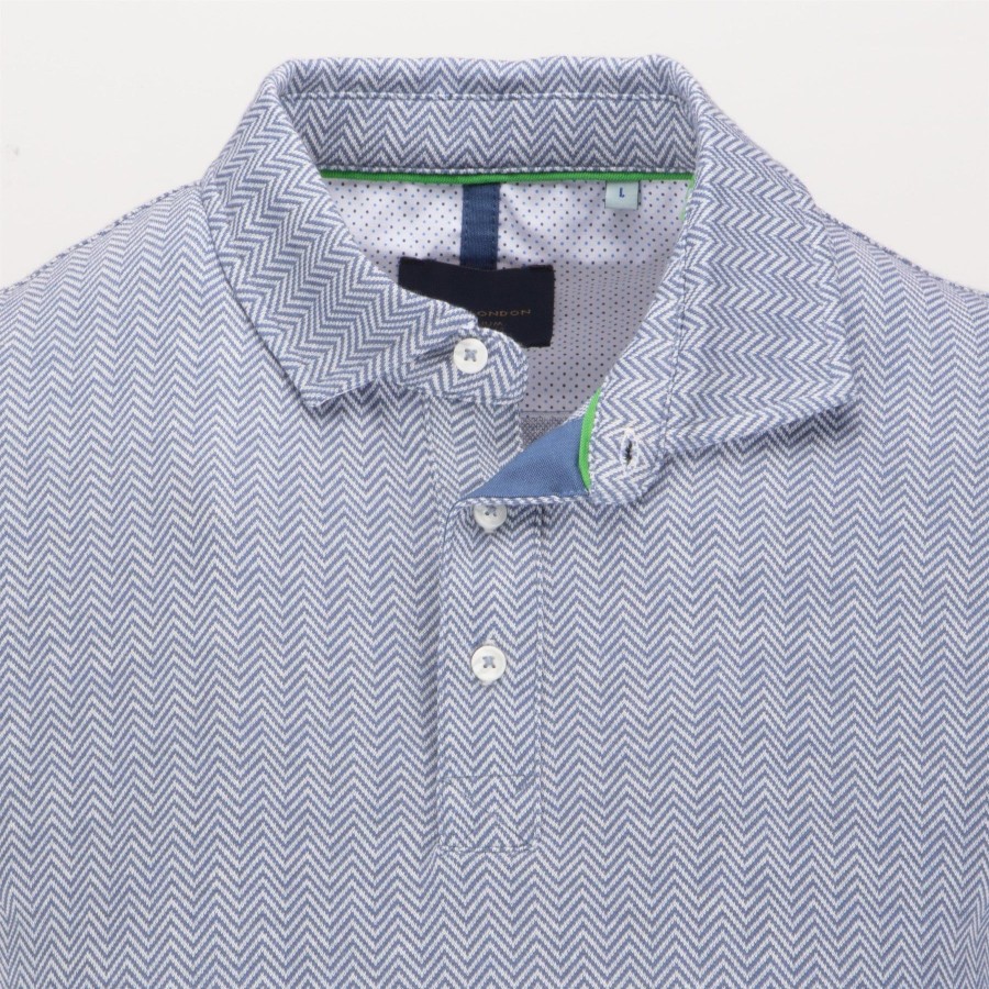 Guide London | Herringbone Button Polo White/Navy