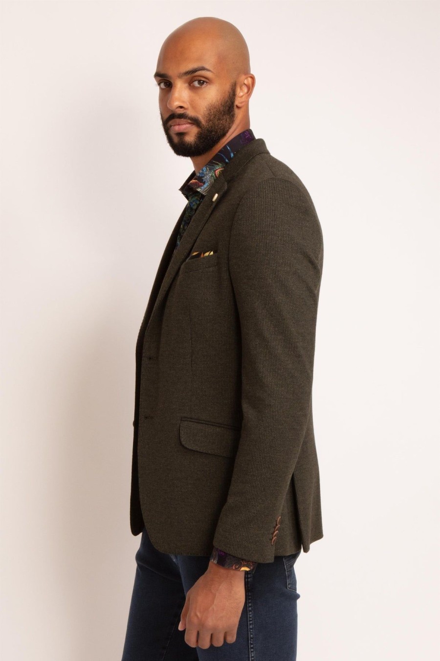 Guide London | Knitted Lined Blazer Olive