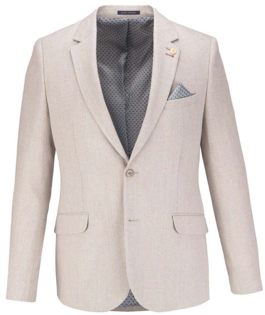 Guide London | Italian Cotton Linen Blend Herringbone Blazer