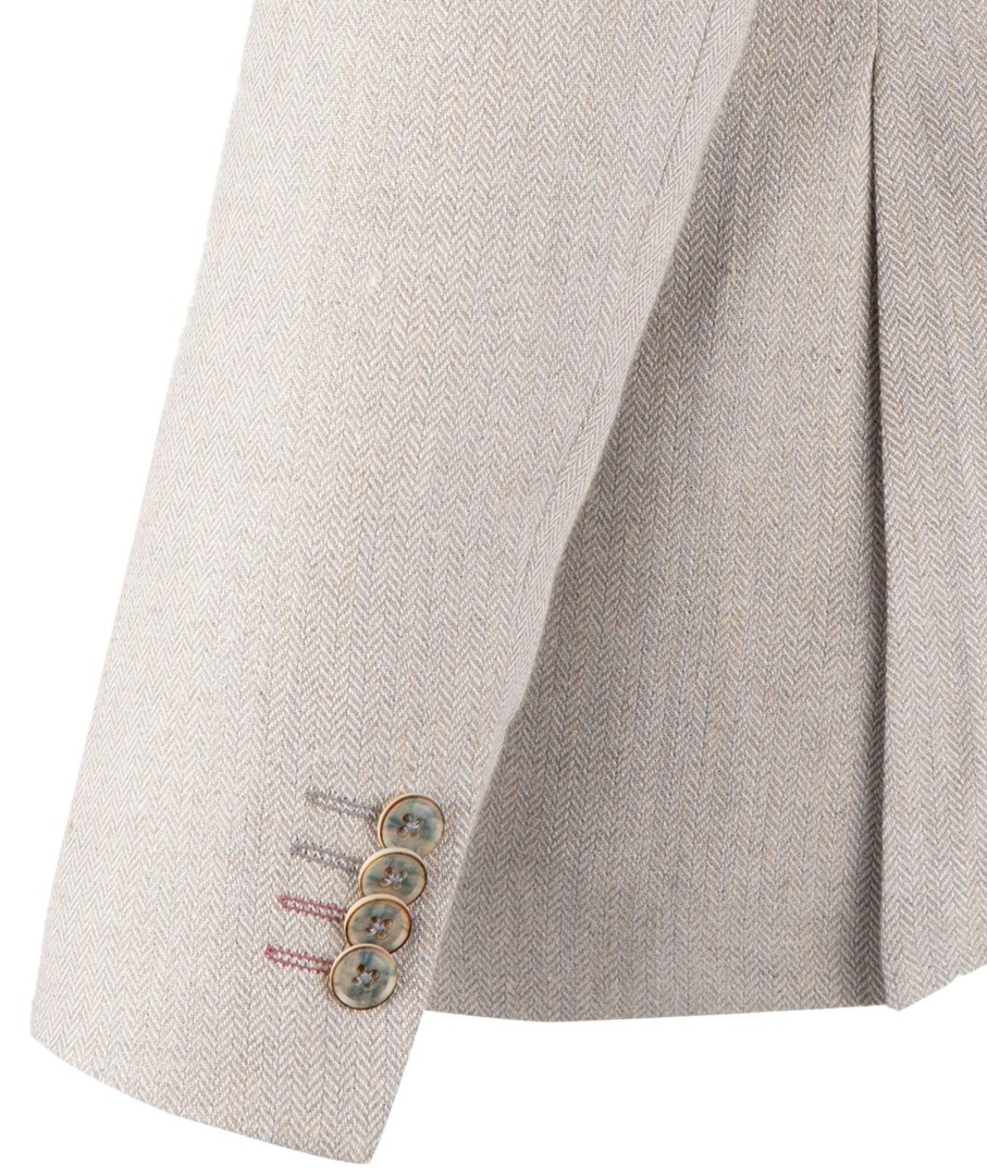 Guide London | Italian Cotton Linen Blend Herringbone Blazer