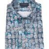 Guide London | Long Sleeve Tonal Pineapple Print Shirt Blue