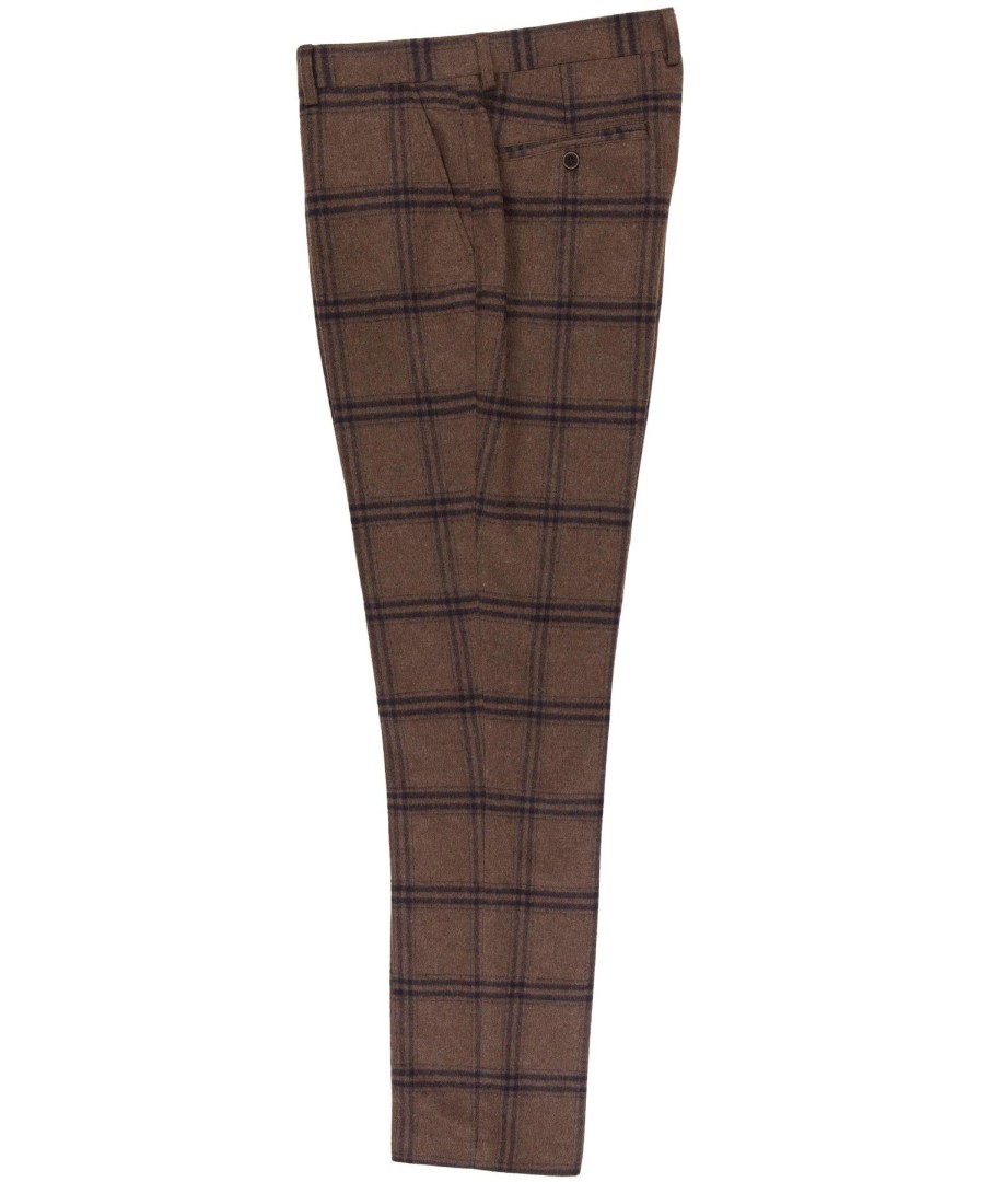 Guide London | Brushed Tweed Check Trouser Tan