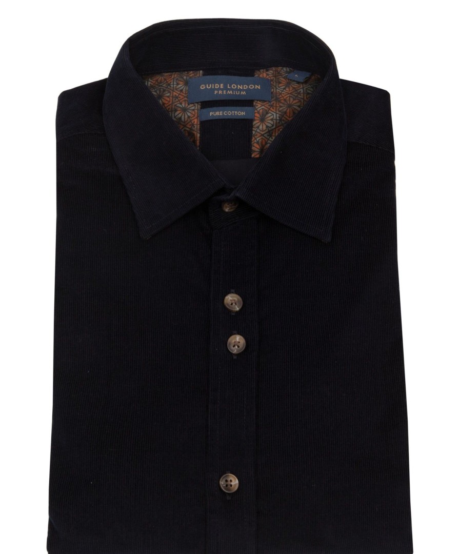 Guide London | Cotton Corduroy Shirt Navy