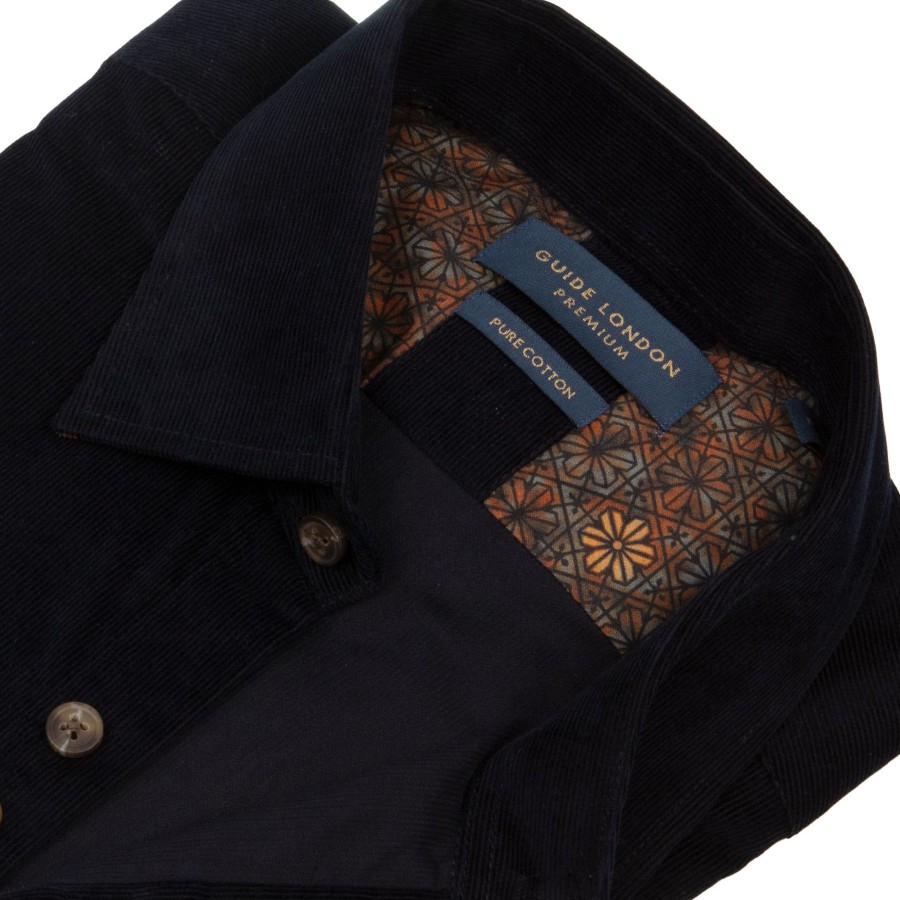 Guide London | Cotton Corduroy Shirt Navy