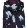 Guide London | Penguin Print Long Sleeve Cotton Shirt Navy