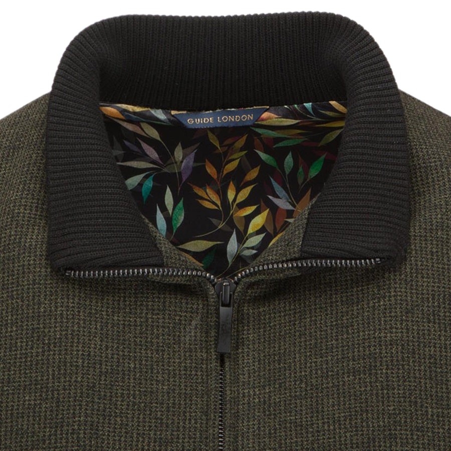 Guide London | Heavy Knitted Harrington Jacket Olive