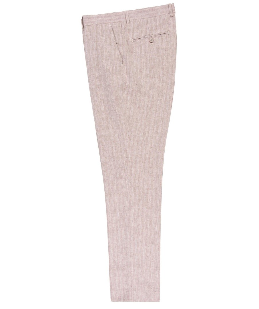 Guide London | Soft Herringbone Cotton Linen Blend Trouser