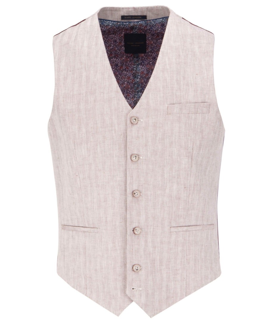 Guide London | Soft Herringbone Cotton Linen Blend Waistcoat