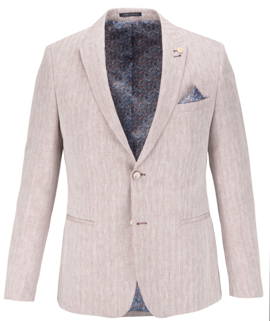 Guide London | Soft Herringbone Cotton Linen Blend Blazer