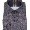 Guide London | Long Sleeve Stencil Flower Print Shirt Navy