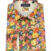 Guide London | Long Sleeve Bright Floral Print Linen Blend Shirt Multi