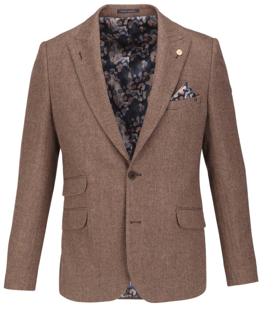 Guide London | Textured Single Breasted Blazer Tan