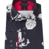 Guide London | Long Sleeve Lion Head And Fleur De Lis Print Shirt Navy