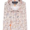 Guide London | Long Sleeve Distressed Fan Print Shirt White/Tan