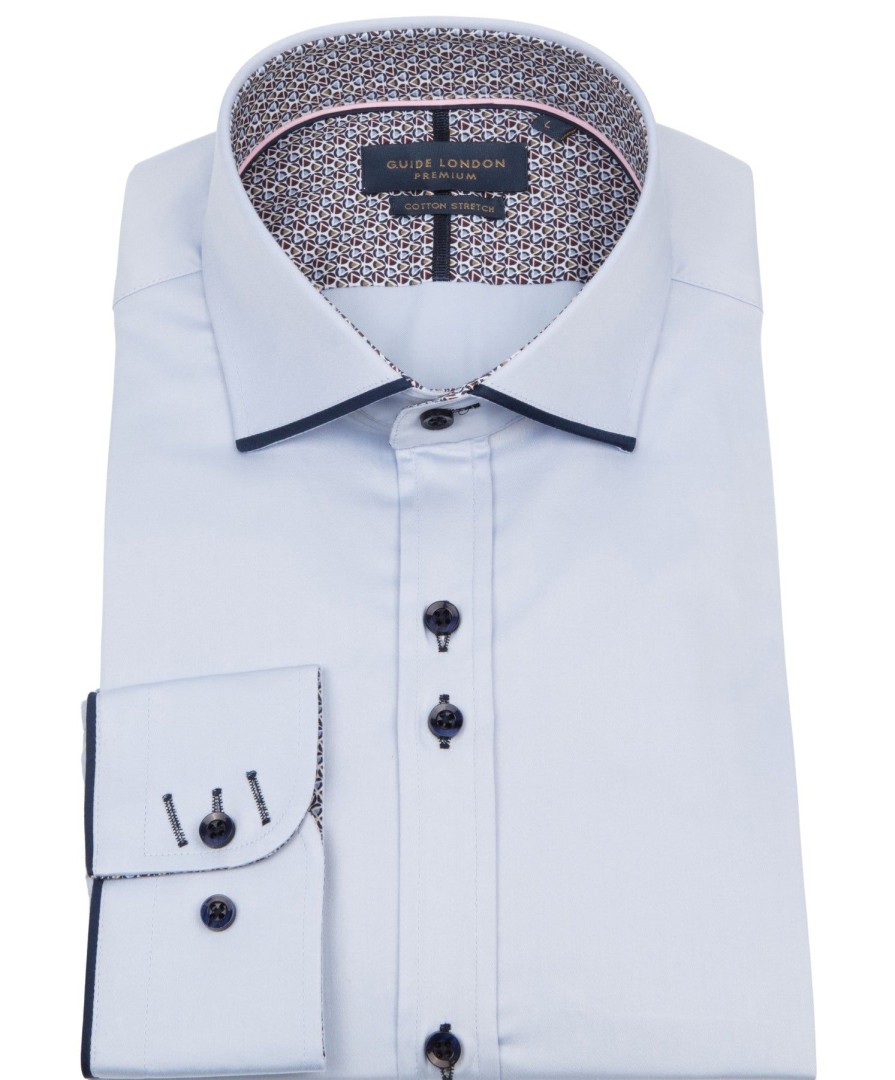 Guide London | Mens Long Sleeve Cotton Elastane Shirt