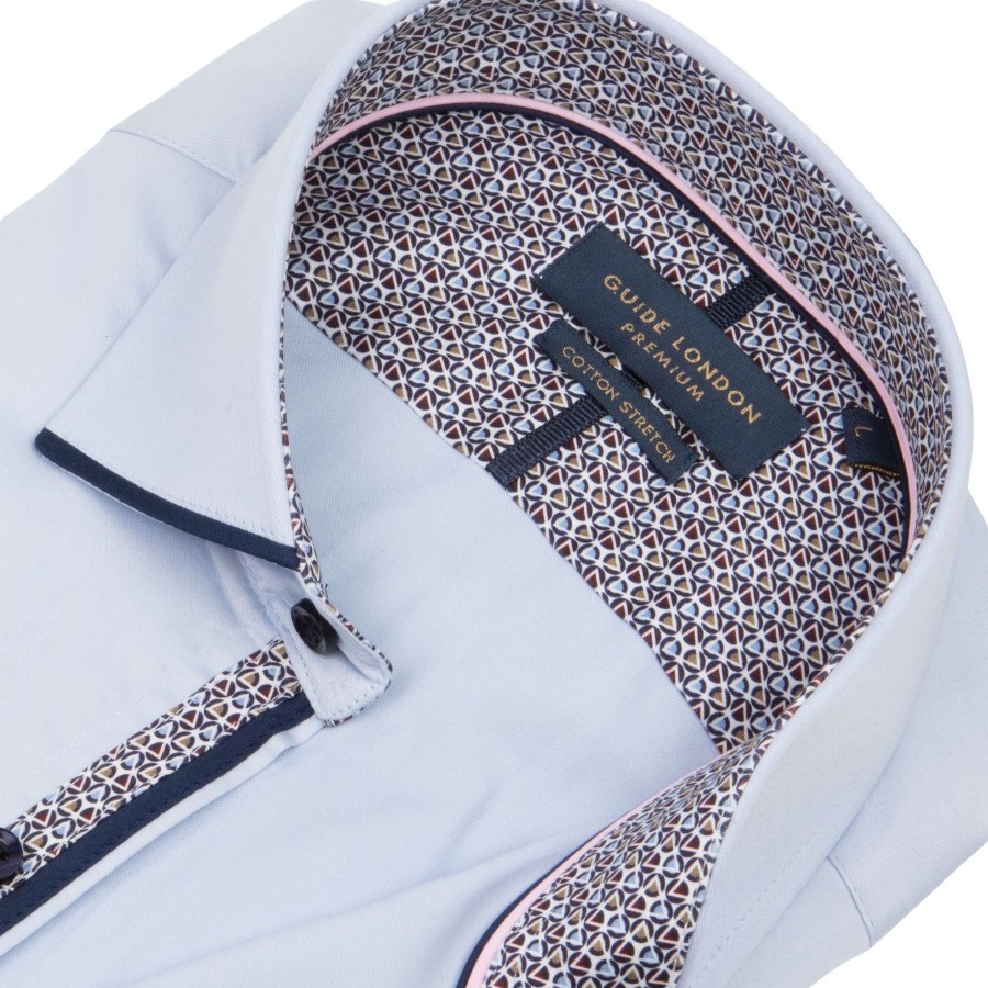 Guide London | Mens Long Sleeve Cotton Elastane Shirt