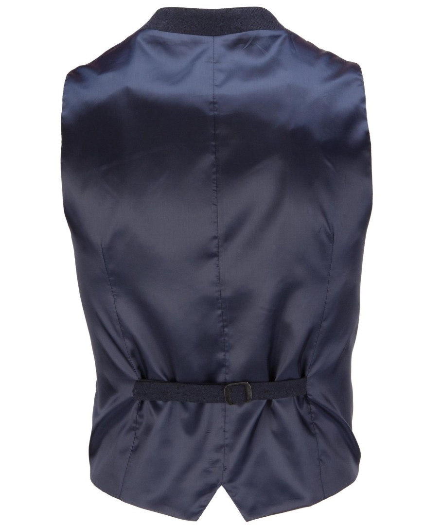 Guide London | Italian Cotton And Linen Blend Waistcoat Navy